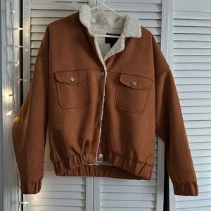 brown jacket with sherpa lining